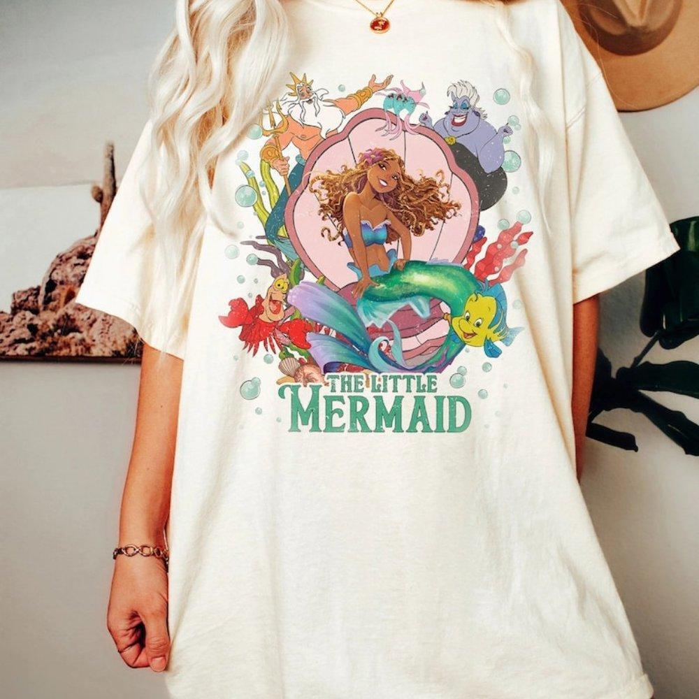 Retro Little Mermaid Comfort Live Action Little Mermaid Ariel Princ Shirt Col